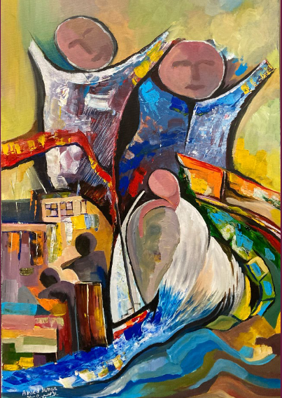 abstract painting, multiple figures