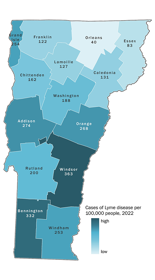 Lyme disease incidence by county