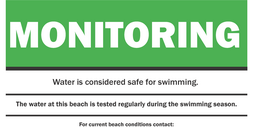 Monitoring: water is considered safe for swimming.