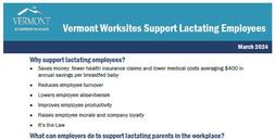 Image of Vermont Worksites Supporting Lactating Employees factsheet.