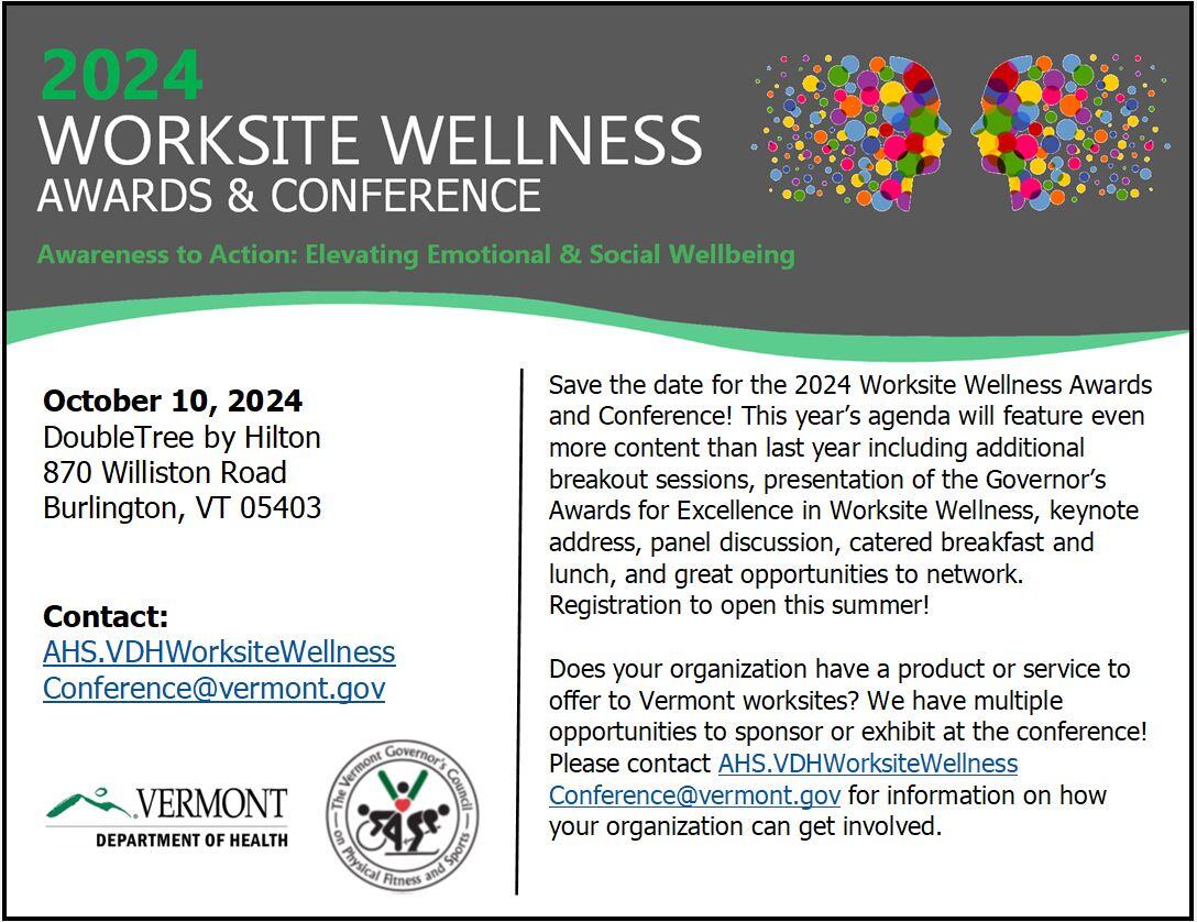 Save the date image for the 2024 Worksite Wellness Awards and Conference.