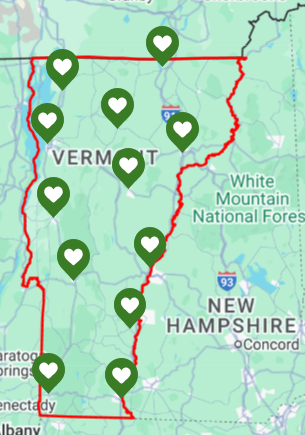Map of Recovery Center locations in Vermont