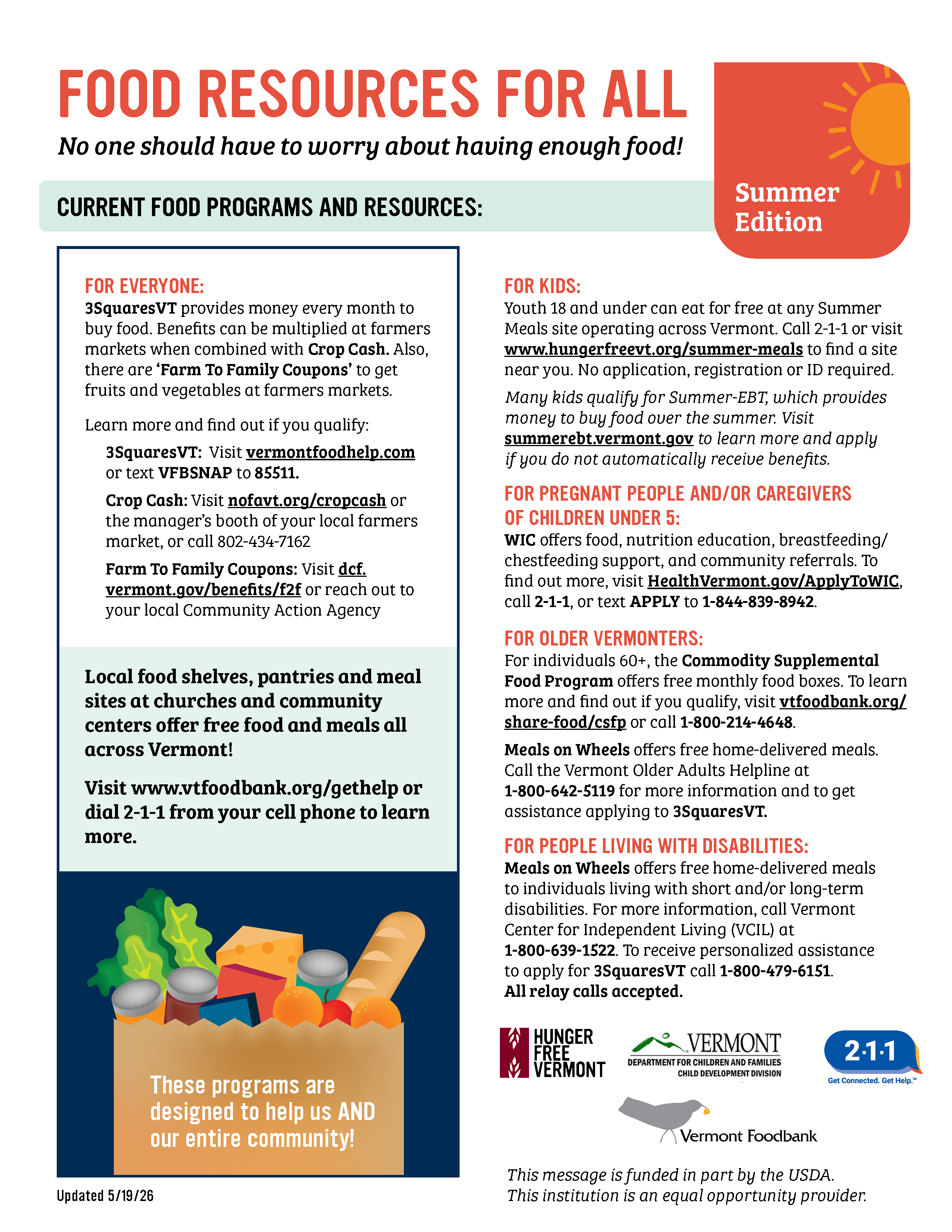 Food Resources for All flyer