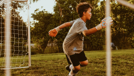 Young soccer goalie