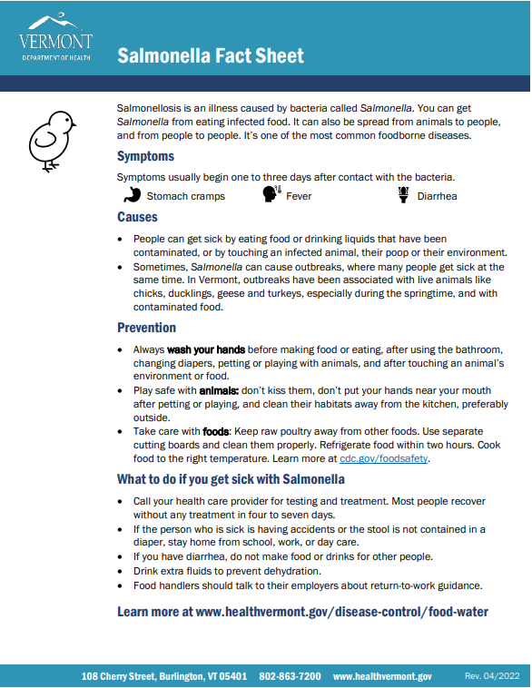 Salmonella Fact Sheet Screenshot