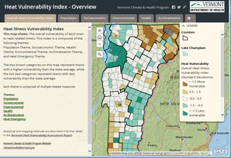 screenshot of Vermont Heat Vulnerbaility Index