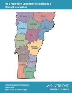 Map of Vermont with Prevention Consultant regions