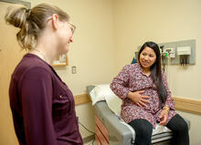 Pregnant person in maternity appointment